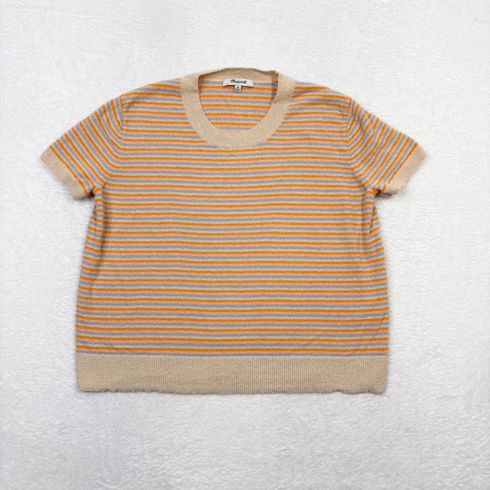 Madewell Striped Short Sleeve Sweater Tshirt Top Womens XS Cotton Blend Knitwear